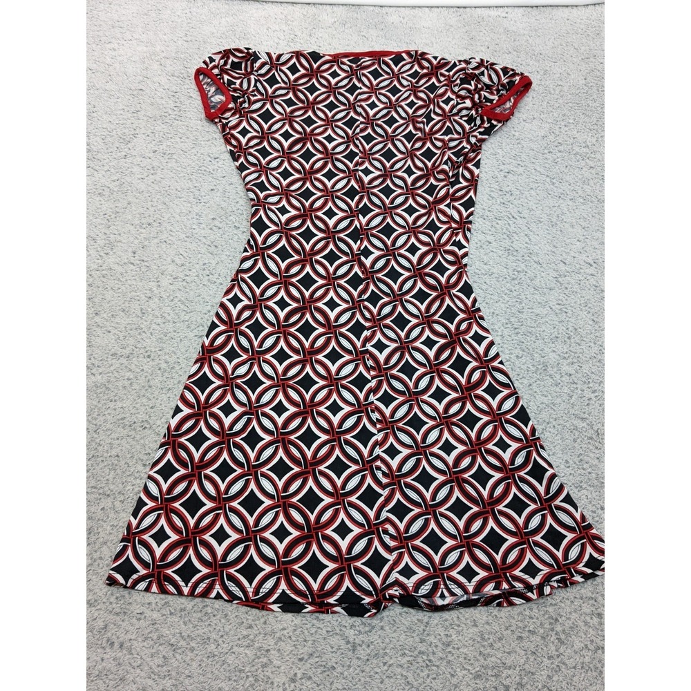 Taboo Vintage Mini Dress Made in USA Small Red Black Geometric‎ Gothic Emo Y2K - Picture 13 of 16
